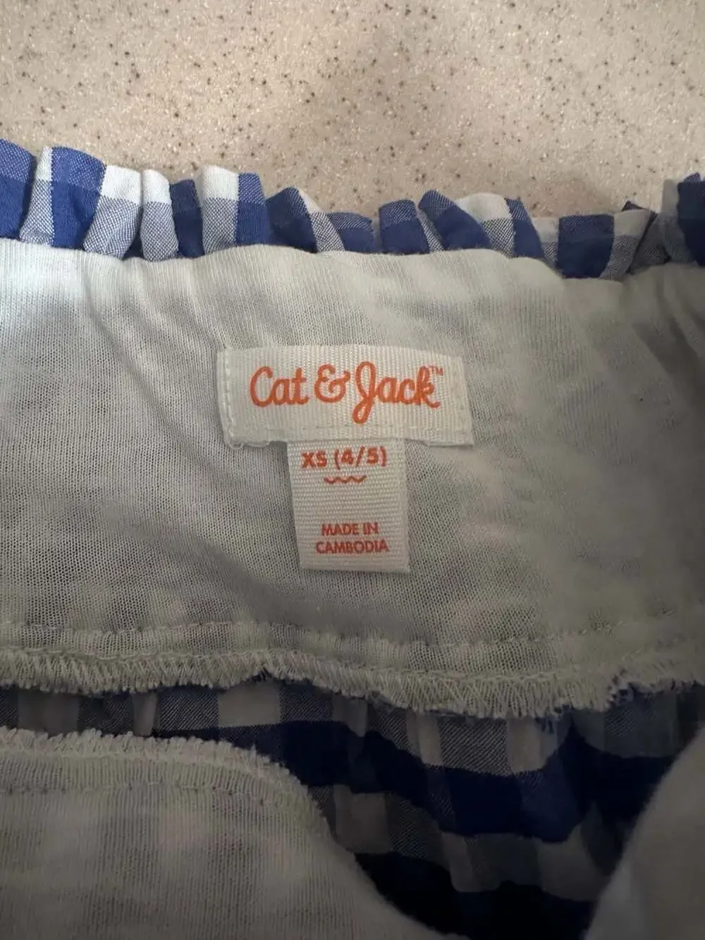 Cat & Jack Girls Blue Gingham Tiered Smocked Skirt Size XS (4/5)